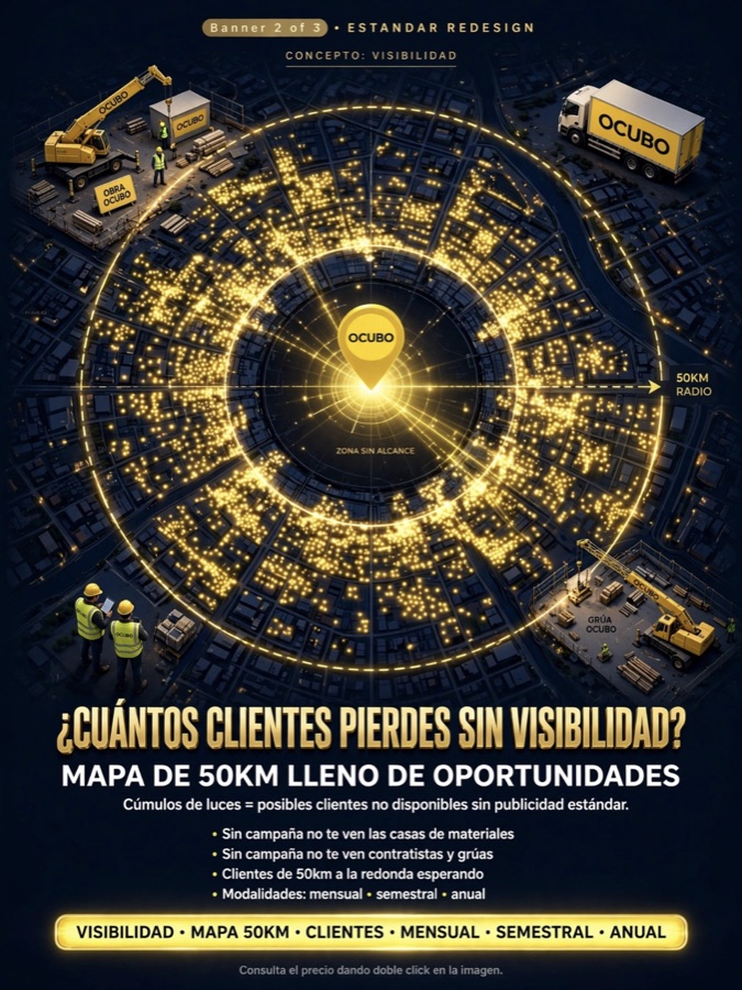 Diseño publicitario OCUBO, modalidad estándar semestral